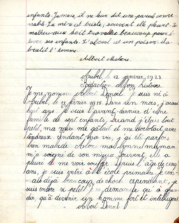 Enseignement Ecole communale Aubel Cahier de rédactions XXXX - Albert Mager004.jpg