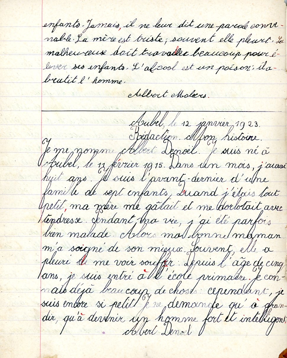 Enseignement Ecole communale Aubel Cahier de rédactions XXXX - Albert Mager004.jpg