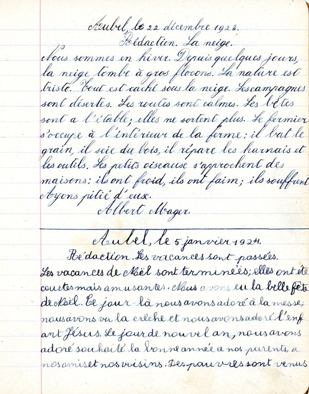 Enseignement Ecole communale Aubel Cahier de rédactions XXXX - Albert Mager006.jpg