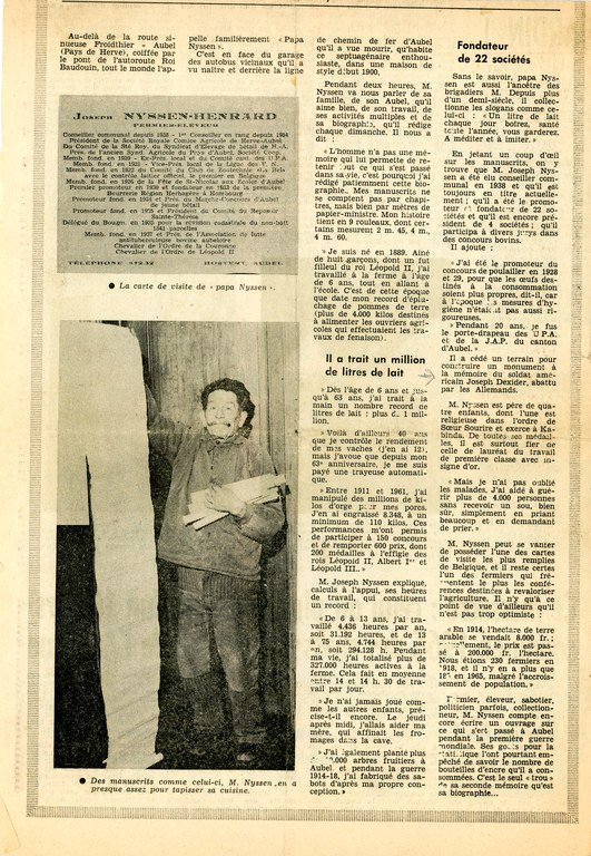 Familles groupes personnalités Joseph Nyssen Article de presse 1966 - Brée Fernand 004.bmp
