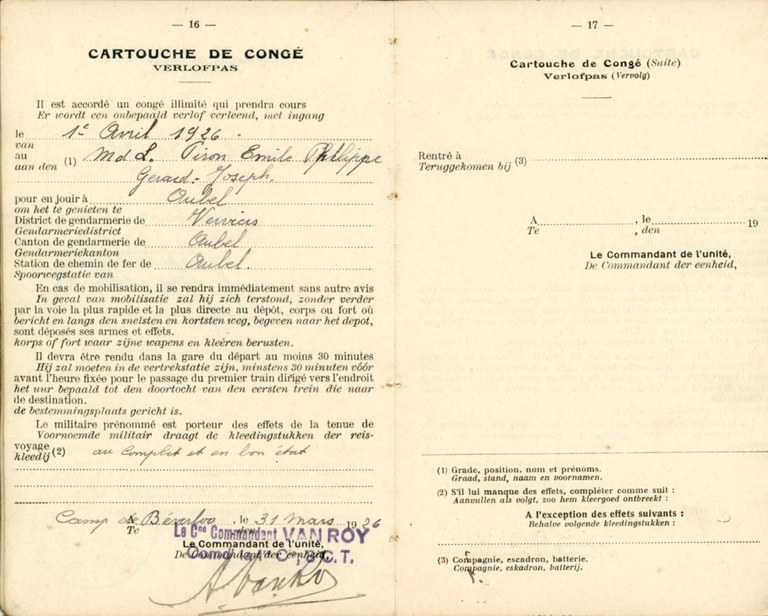 Livret militaire Piron Emile 1923 - Clairette Piron014.jpg