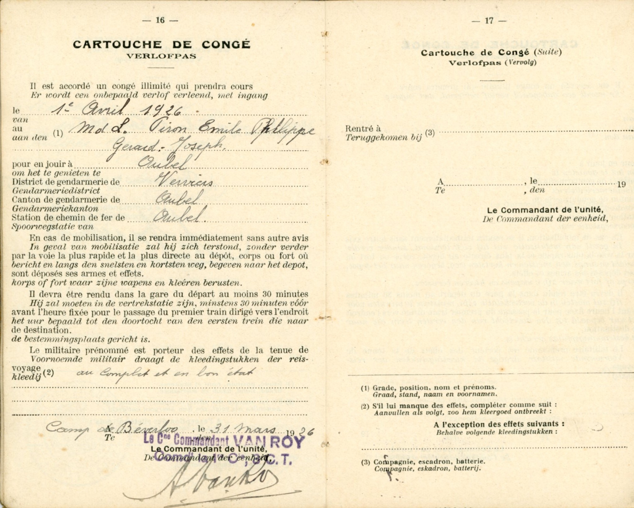 Livret militaire Piron Emile 1923 - Clairette Piron014.jpg