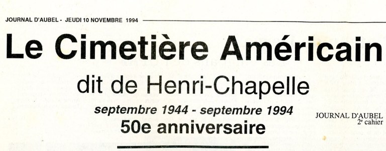 Cimetière américain dit de Henri-Chapelle Journal d'Aubel 10-11-1994 - Albert Mager076.jpg