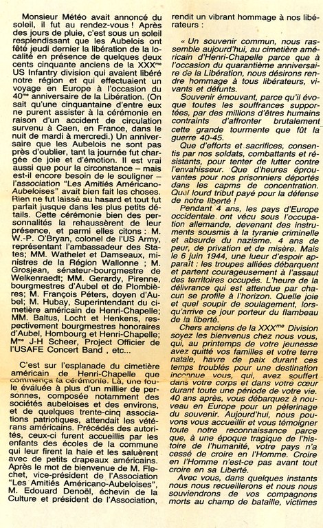 Commémoration libération Journal d'Aubel 1984 - Albert Mager001.jpg