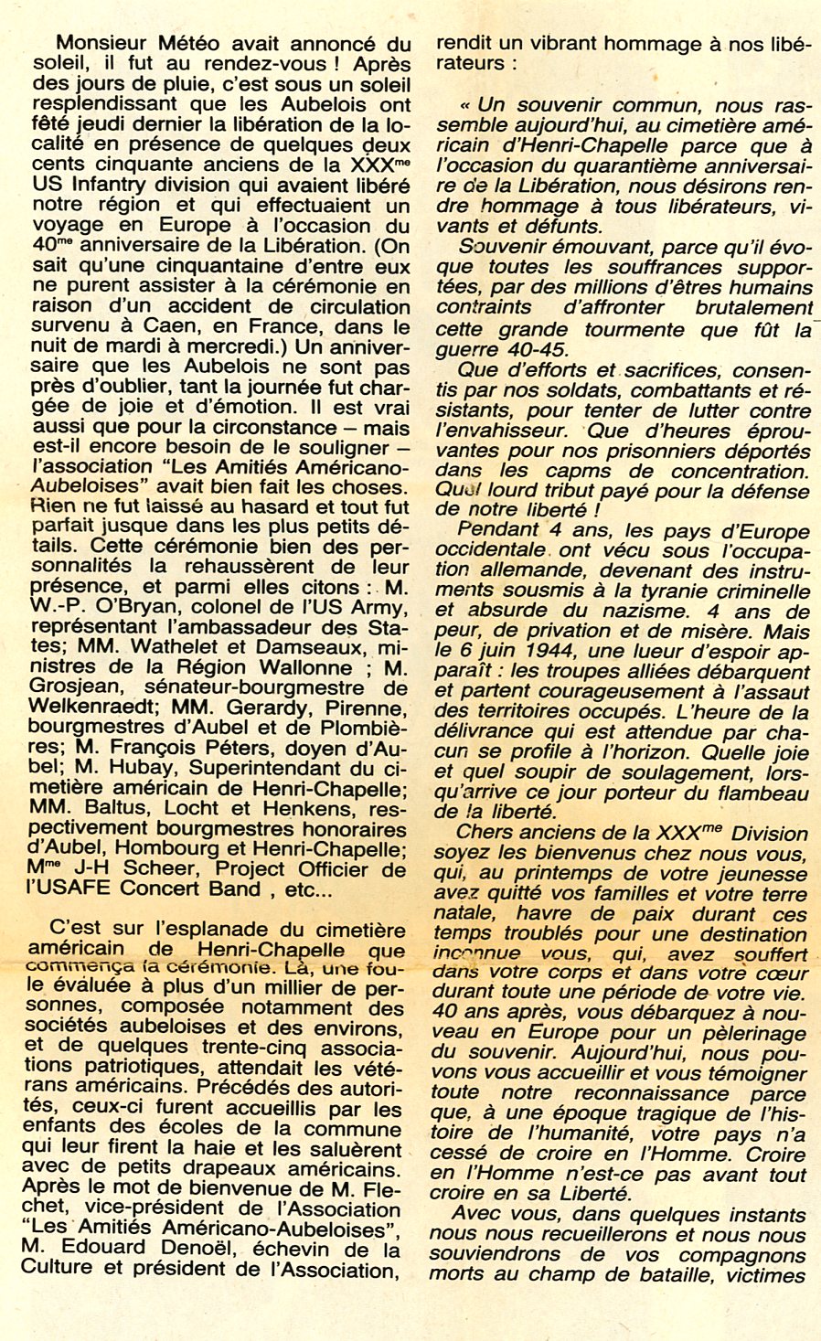 Commémoration libération Journal d'Aubel 1984 - Albert Mager001.jpg