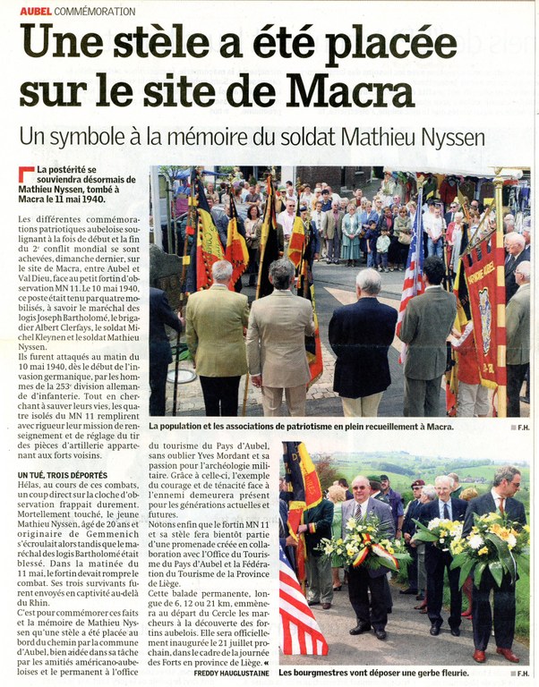 A la mémoire du soldat Mathieu Nyssen
