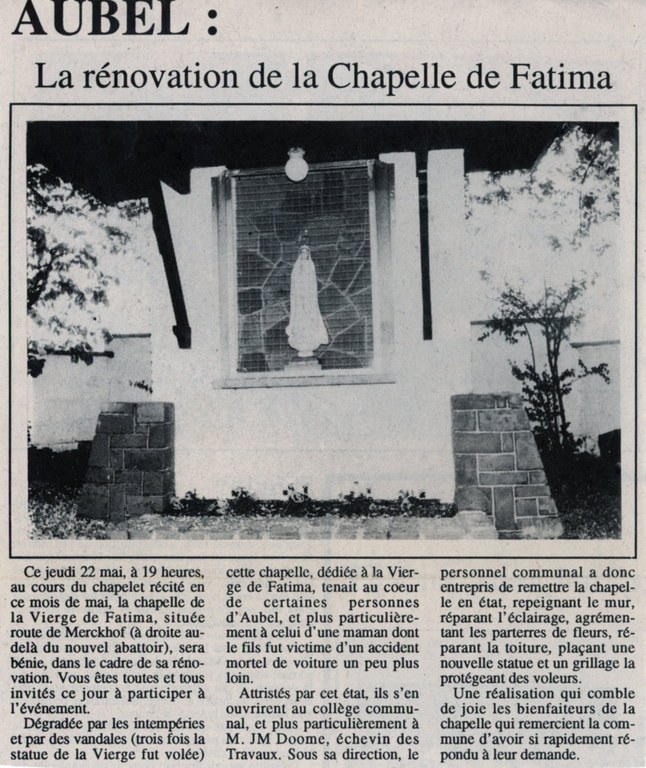 La rénovation de la chapelle de Fatima