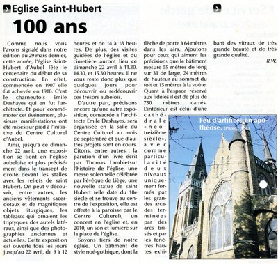 Centenaire de l'église d'Aubel