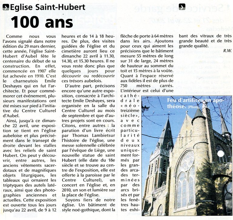 Centenaire de l'église d'Aubel