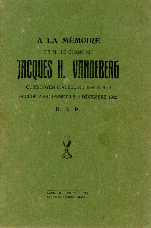 A la mémoire de M. le chanoine Jacques H. Vandeberg