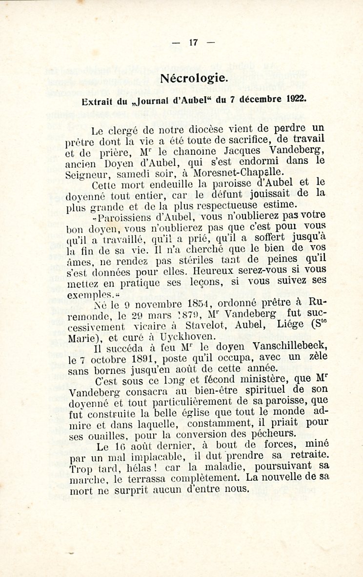 Publications A ma mémoire de M le chanoine Jacques H Vandeberg 1922 - Haccour Philippe018.jpg