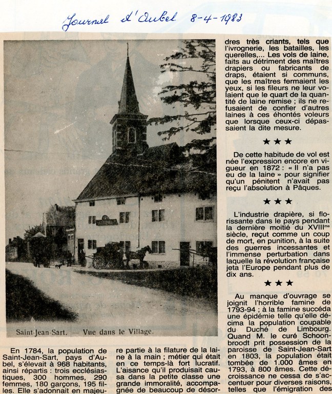 Evolution et occupation de la population de Saint-Jean-Sart