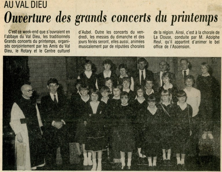 Chorale La Clouse 050 1982-05-24 Ouverture des grands concert de printemps Val Dieu Le Courrier.jpg