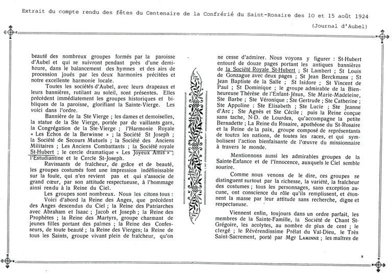 St-Hubert 1924 Procession Centenaire de la confrérie du Saint-Rosaire des 10 et 15 août Compte-rendu2.jpg