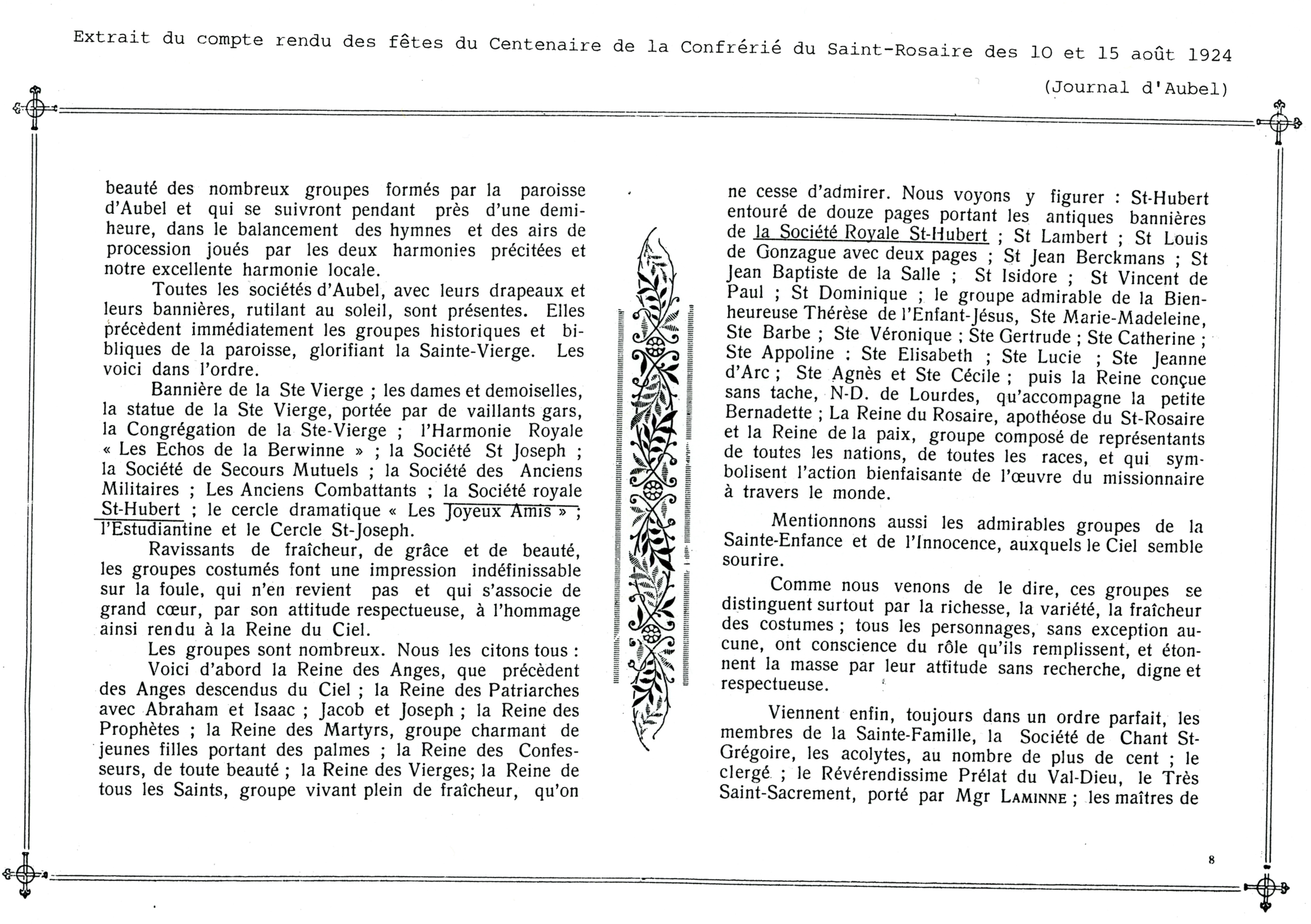 St-Hubert 1924 Procession Centenaire de la confrérie du Saint-Rosaire des 10 et 15 août Compte-rendu2.jpg