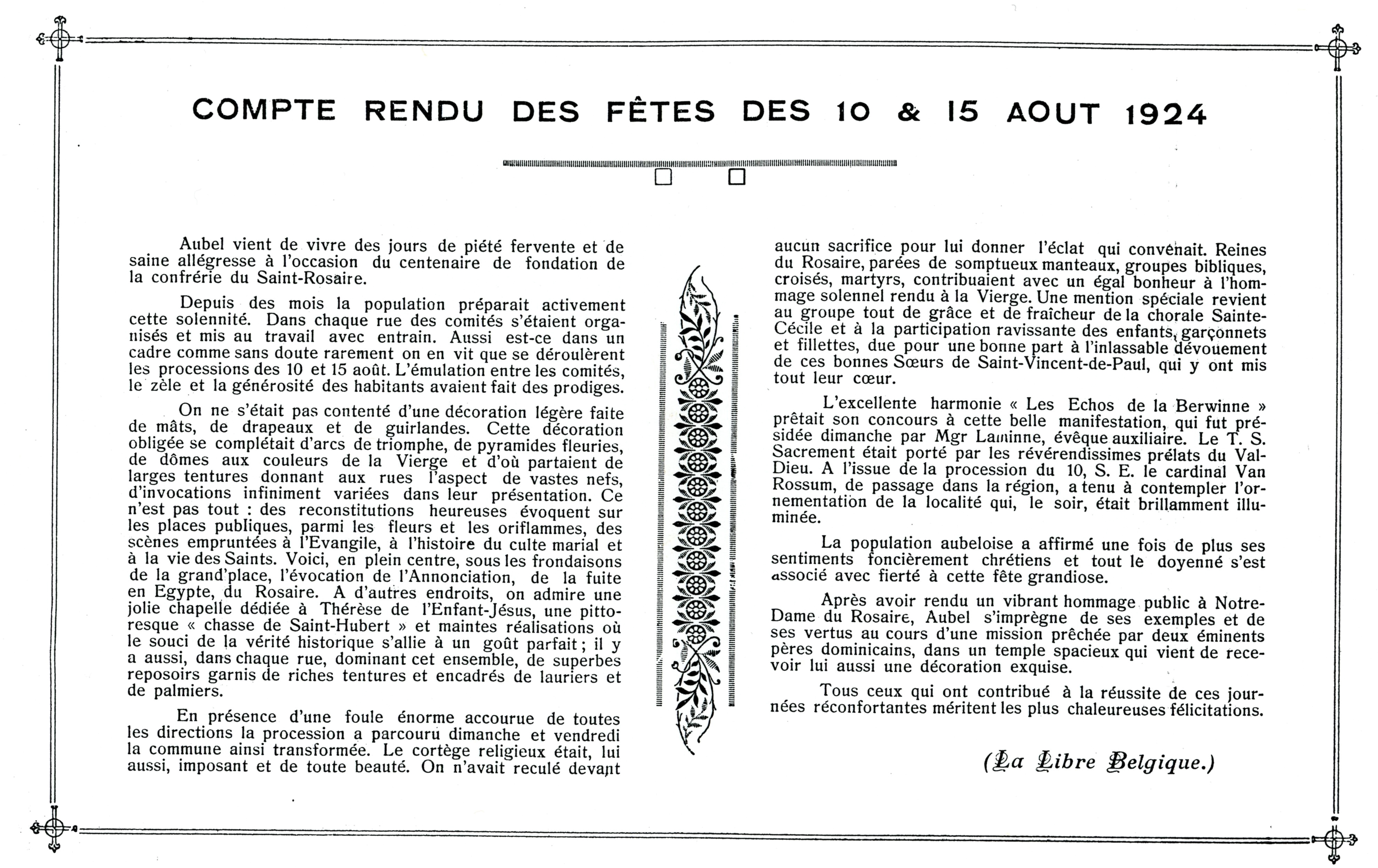 St-Hubert 1924 Procession du Centenaire de la confrérie du Saint-Rosaire des 10 et 15 août Compte-rendu1.jpg