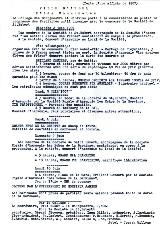 Texte d'une affiche de 1907