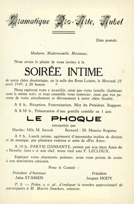 Dramatique "Pro Arte" - Comédie en 1 acte : "Le phoque"