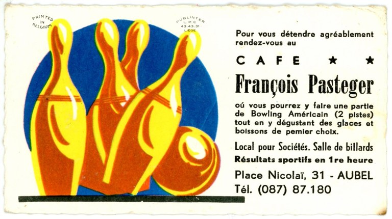 Vie quotidienne Café Pasteger Bowling calendrier 1966 - Raphaël Roex001.jpg