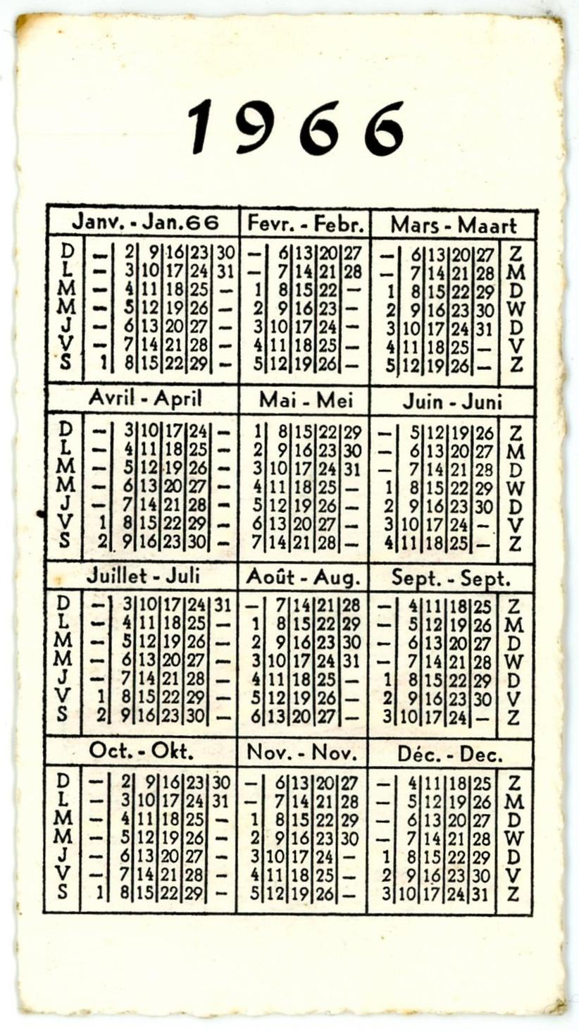 Vie quotidienne Café Pasteger Bowling calendrier 1966 - Raphaël Roex002.jpg