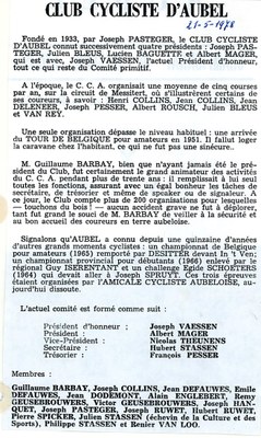Création du club cycliste