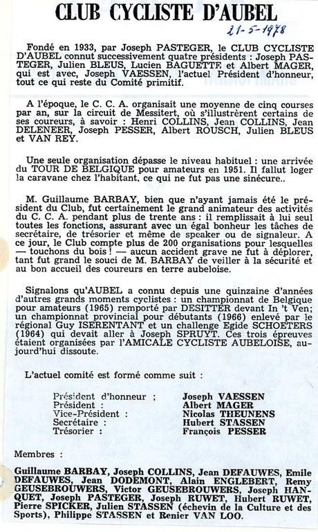 Création du club cycliste