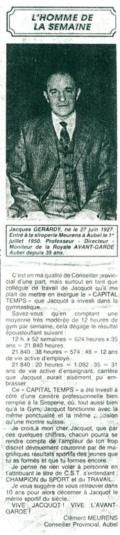 Gymnastisque : Jacquot Gérardy.