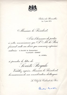 "L'Avant-Garde" devient société royale en 1973
