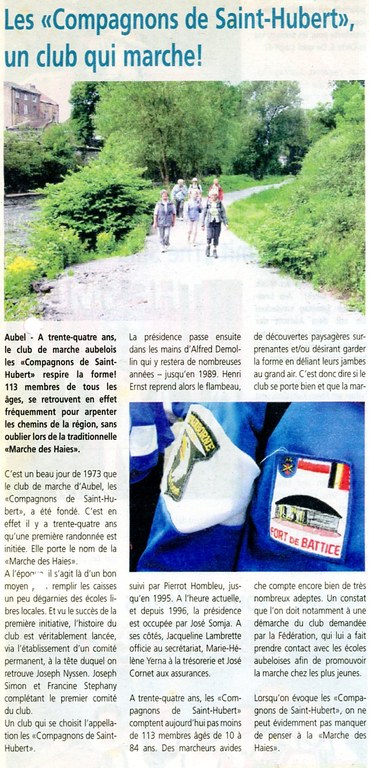 Historique du club de marche "Les compagnons de Saint-Hubert"