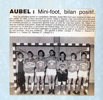 La première saison du club de minifoot d'Aubel