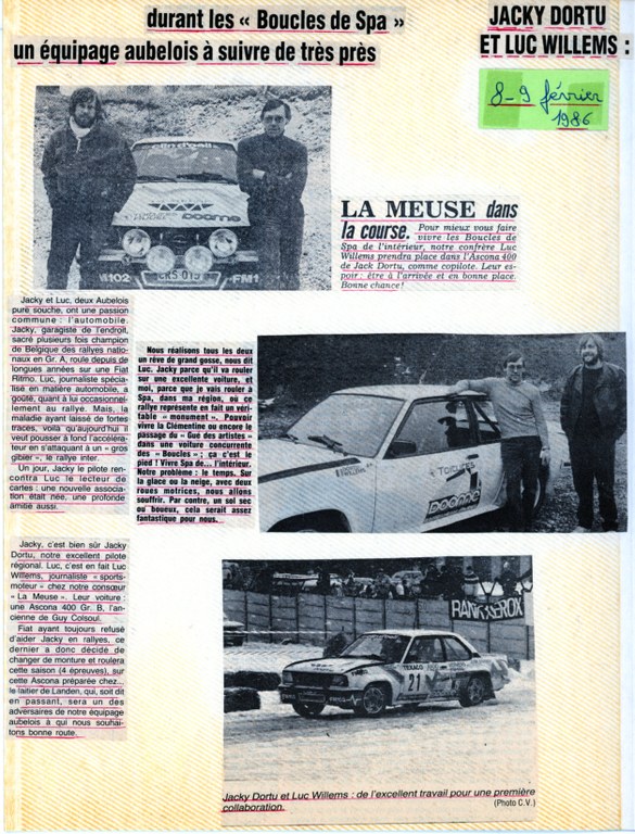 Deux Aubelois aux boucles de Spa en 1986