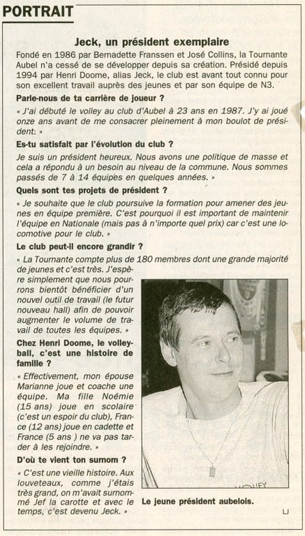 Henri Doome, président du club de volley d'Aubel