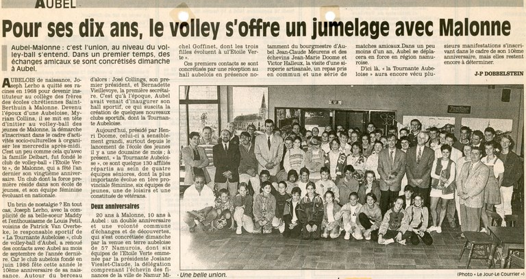Le club de volley jumelé avec Malonne en 1997