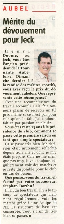Mérite du dévouement pour le président du volley