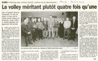 Mérite sportif pour le club de volley en 2005