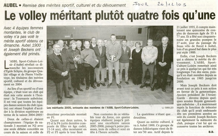 Mérite sportif pour le club de volley en 2005