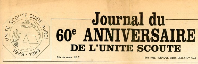 60e anniversaire des scouts d'Aubel 1929-1989