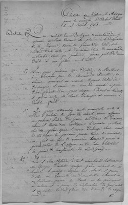 Document daté du 03 août 1763 concernant le marché d'Aubel