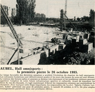 La construction du premier hall sportif d'Aubel
