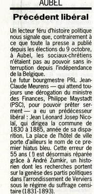 La vie politique à Aubel