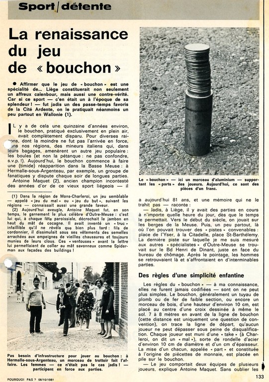 Le jeu du bouchon