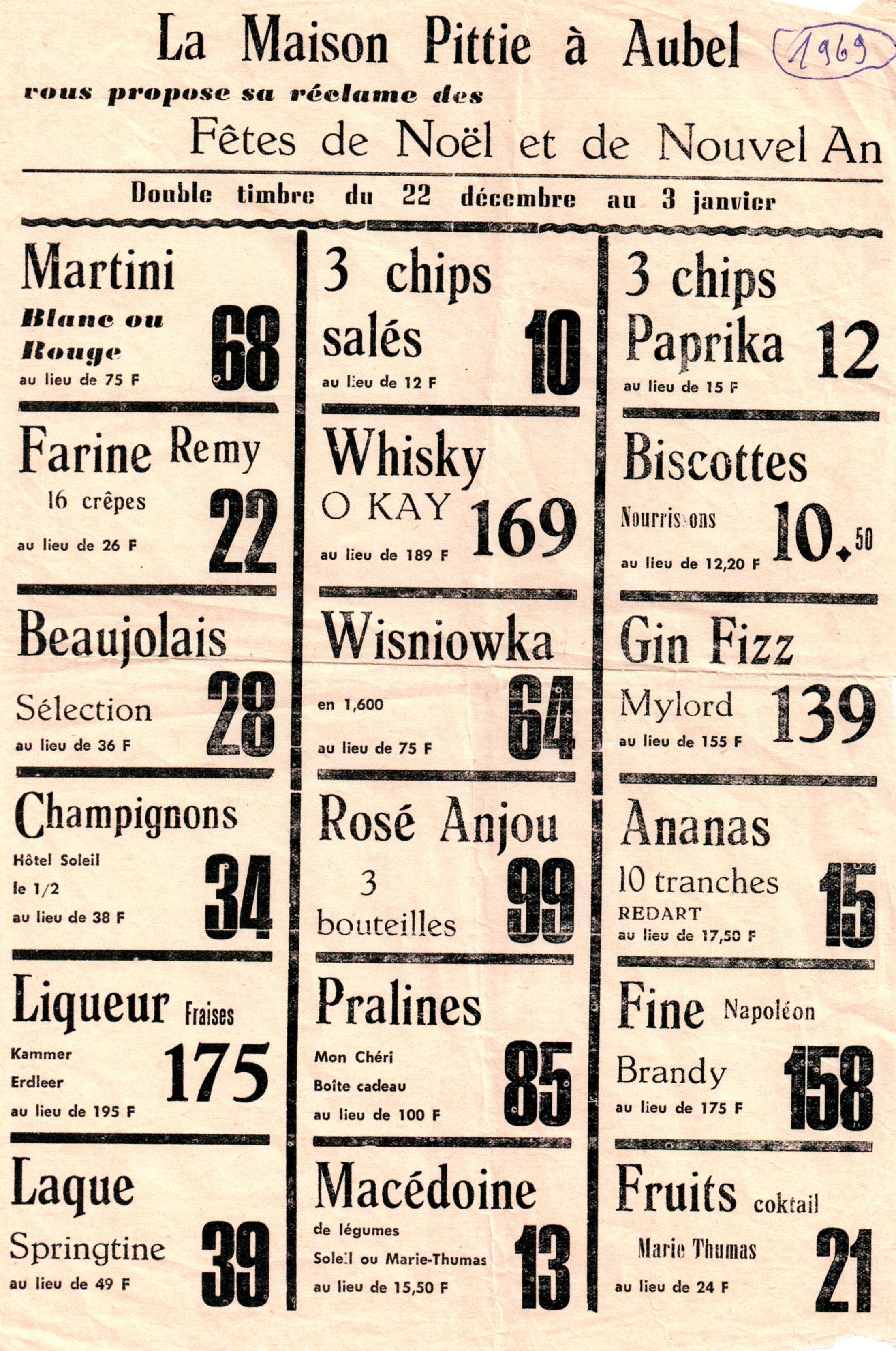 Vie quotidienne Promo magasin alimentation Pittie rue Tisman 1969 - Pittie Pierre 001.jpg