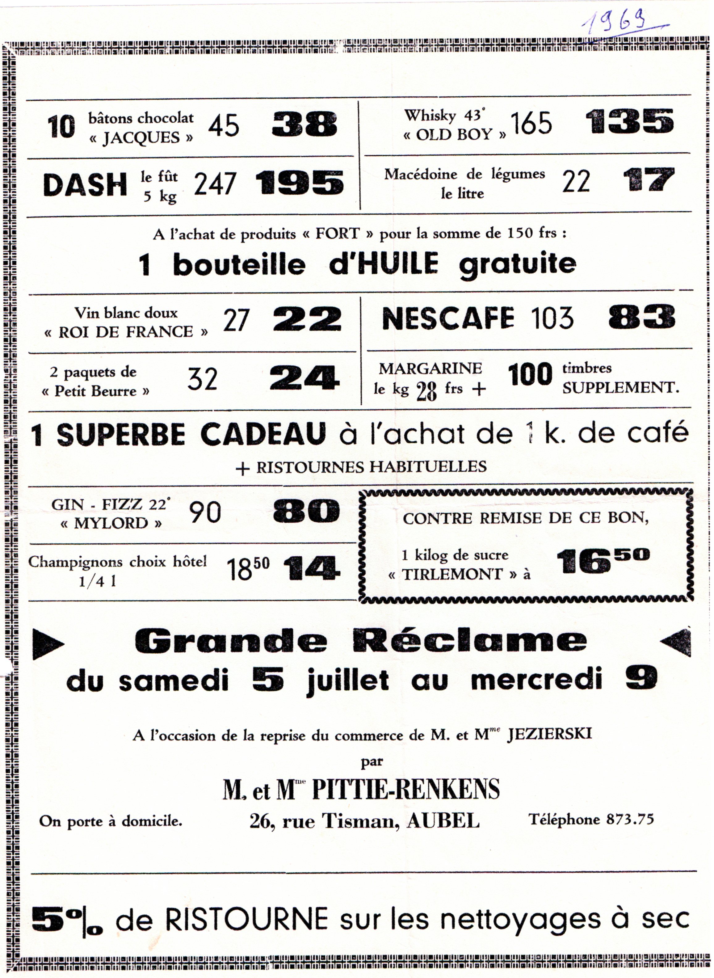 Vie quotidienne Promo magasin alimentation Pittie rue Tisman 1969 - Pittie Pierre 002.jpg