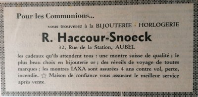 Publicité à l'occasion des communions en 1969