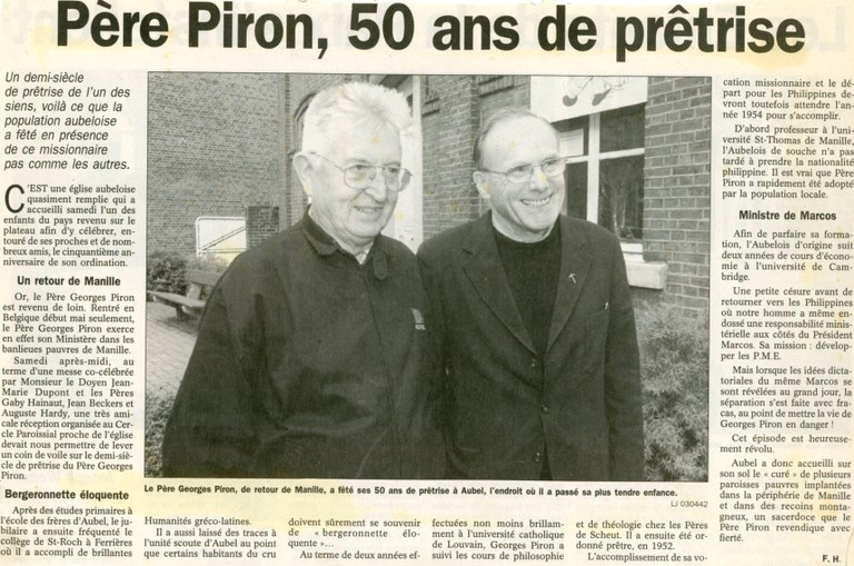 50 ans de prêtrise pour le Père Georges Piron