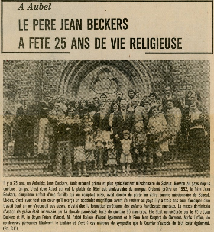 Vie religieuse Le père Jean Beckers a fêté 25 ans de vie religieuse  1977 - Lecloux-Baltus Marie-Josée 004.jpg