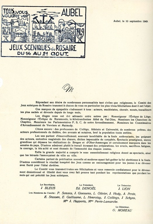 Jeux scéniques du rosaire en 1949.