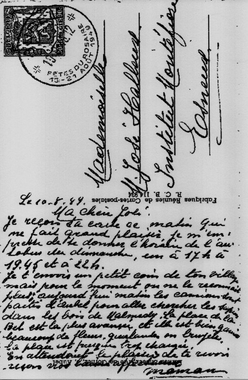 Carte postale d'une maman à sa fille à l'occasion du Rosaire